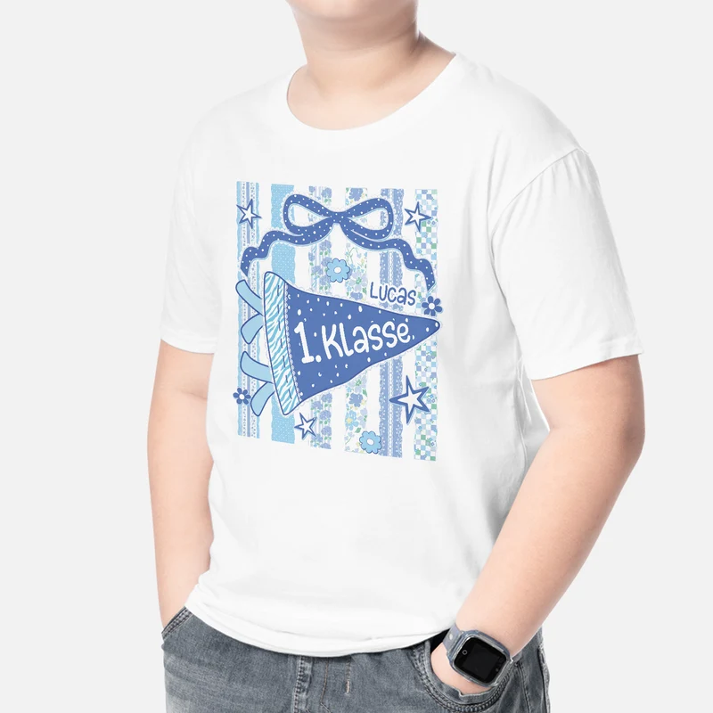Schulkind T Shirt - Personalisierte Geschenke Kinder | T Shirt Schulanfang Wimpel