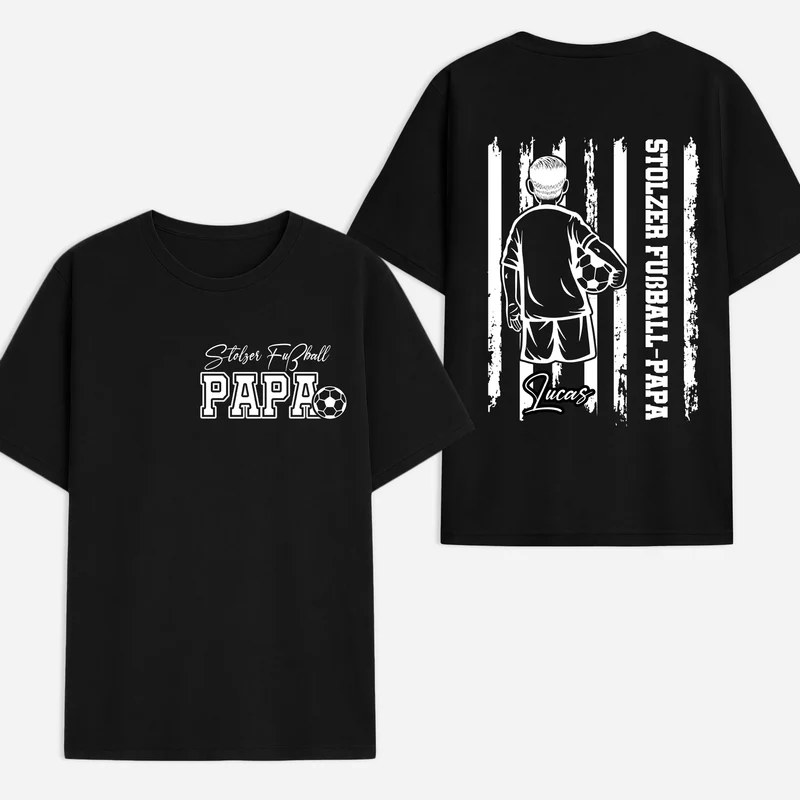 Stolze Fußball-Mama Stolzer Fußball-Papa - Personalisiertes Geschenk | T Shirt Bedrucken Beidseitig