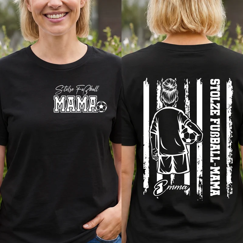 Stolze Fußball-Mama Stolzer Fußball-Papa - Personalisiertes Geschenk | T Shirt Bedrucken Beidseitig