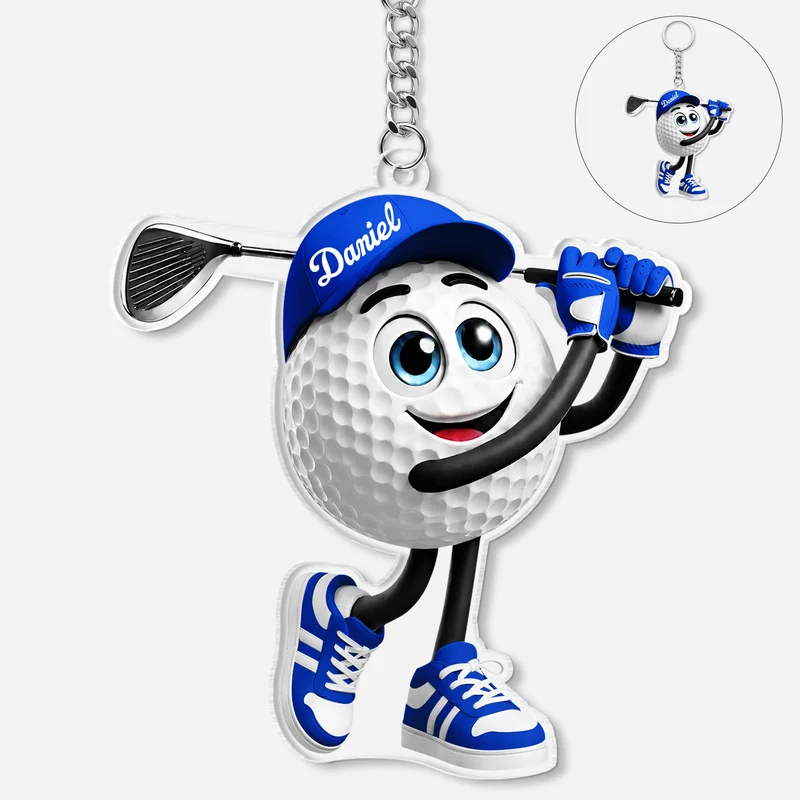 [3D-Optik] Golfball - Personalisiertes Geschenk | Acryl Schlüsselanhänger Männer Frauen