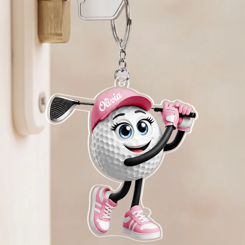[3D-Optik] Golfball - Personalisiertes Geschenk | Acryl Schlüsselanhänger Männer Frauen