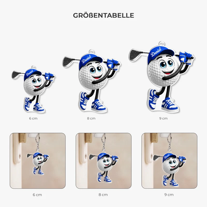[3D-Optik] Golfball - Personalisiertes Geschenk | Acryl Schlüsselanhänger Männer Frauen