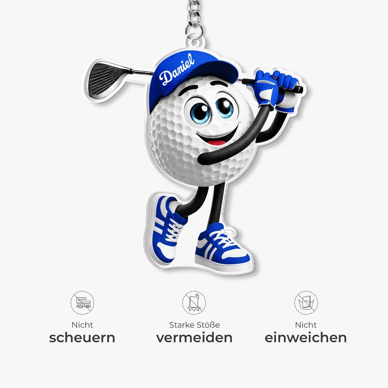 [3D-Optik] Golfball - Personalisiertes Geschenk | Acryl Schlüsselanhänger Männer Frauen