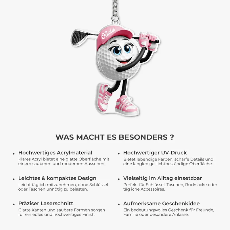 [3D-Optik] Golfball - Personalisiertes Geschenk | Acryl Schlüsselanhänger Männer Frauen