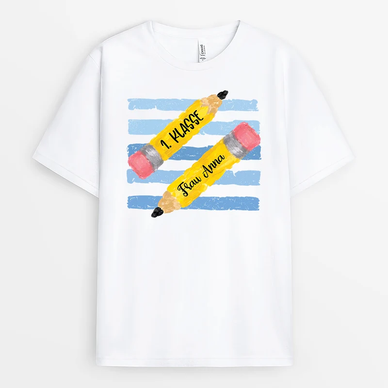 Kindergarten Grundschule - Personalisiertes Geschenk Lehrer | T Shirt Bleistift