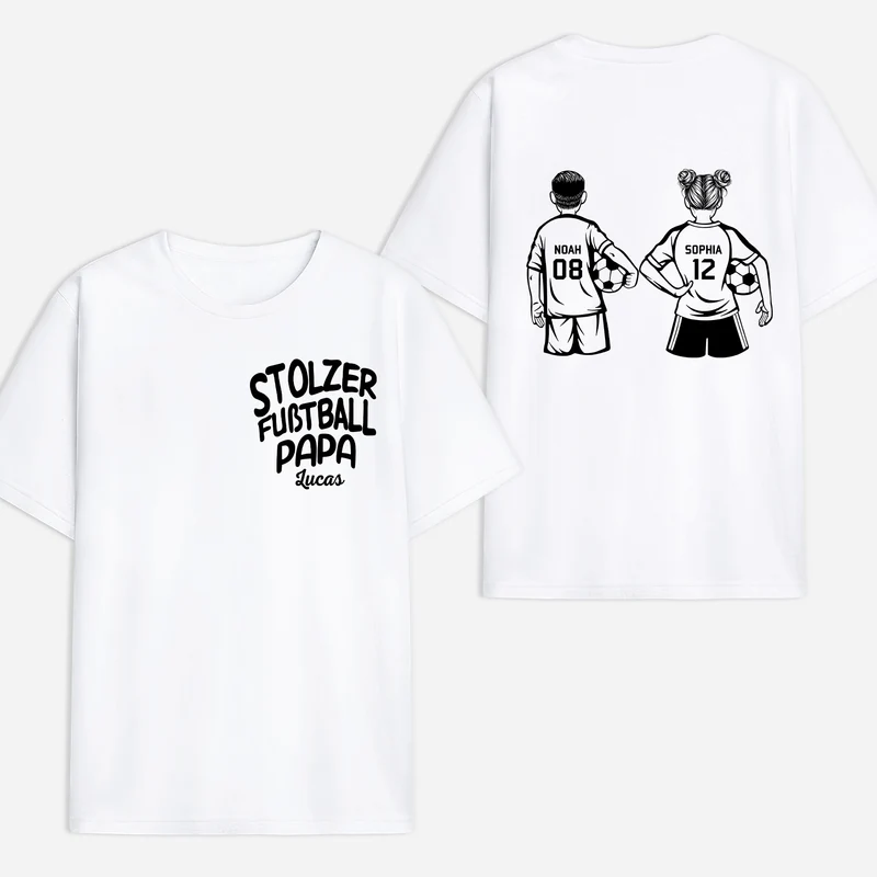 Stolzer Fußball-Papa Stolze Fußball-Mama - Personalisiertes Geschenk | T Shirt Bedrucken Beidseitig