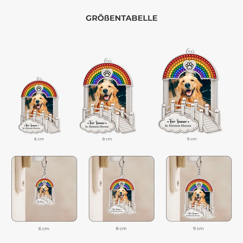 [3D-Optik] Ich Bin Immer Bei Dir - Personalisierte Trauergeschenke | Acryl Schlüsselanhänger Haustiere Foto