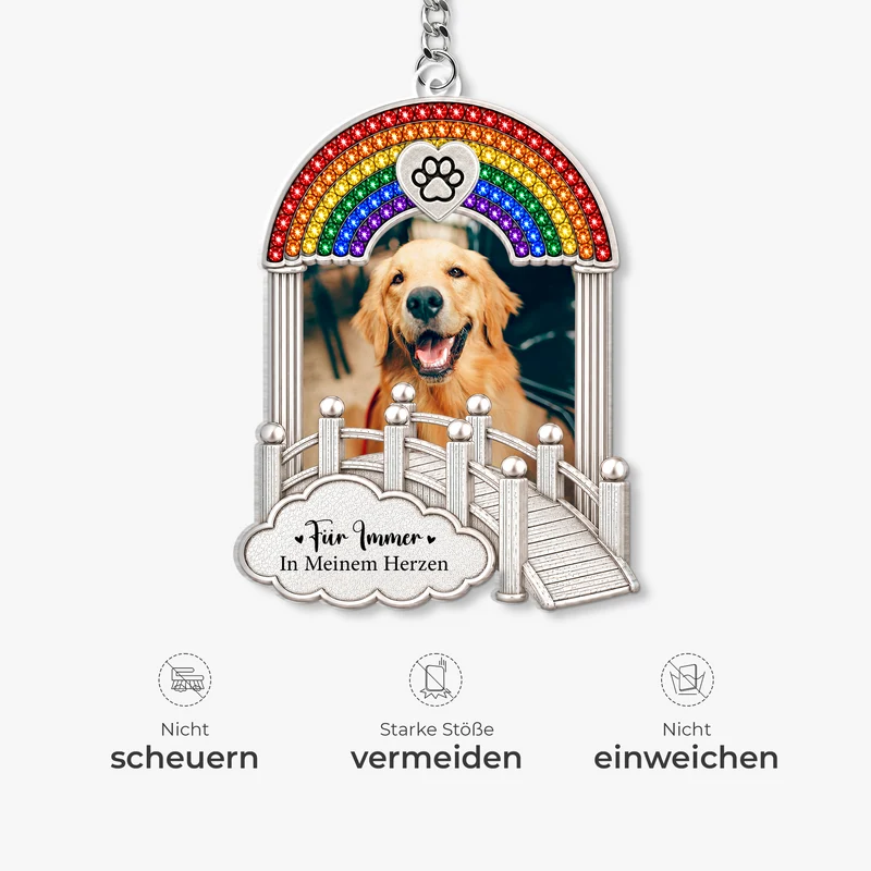 [3D-Optik] Ich Bin Immer Bei Dir - Personalisierte Trauergeschenke | Acryl Schlüsselanhänger Haustiere Foto