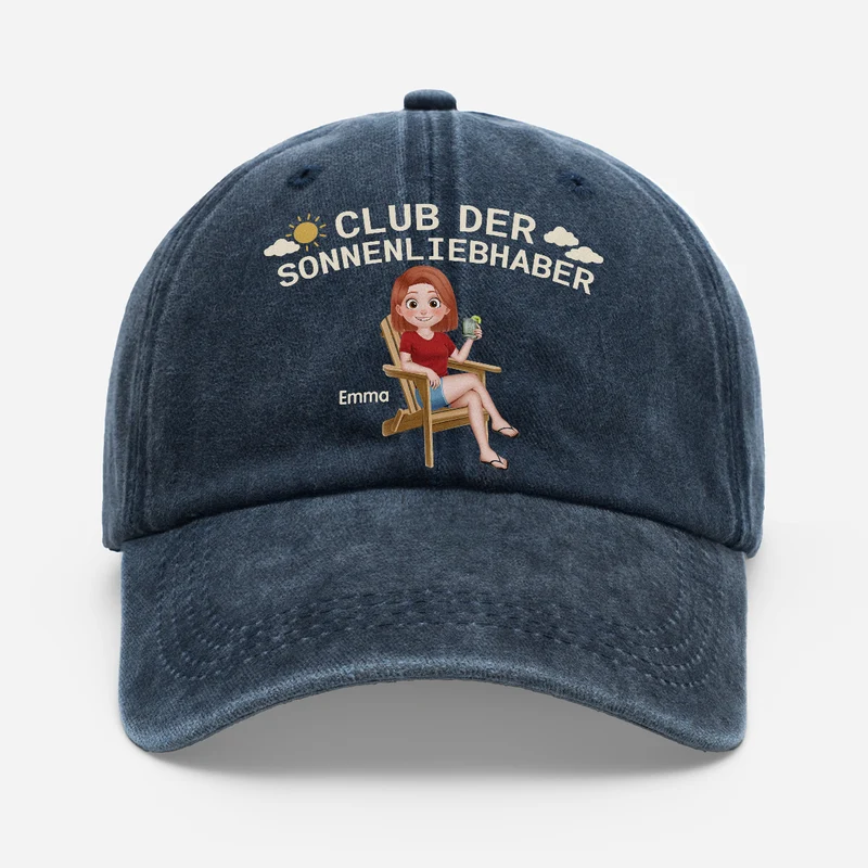 Club Der Sonnenliebhaber - Personalisiertes Geschenk | Washed Cap Männer Frauen