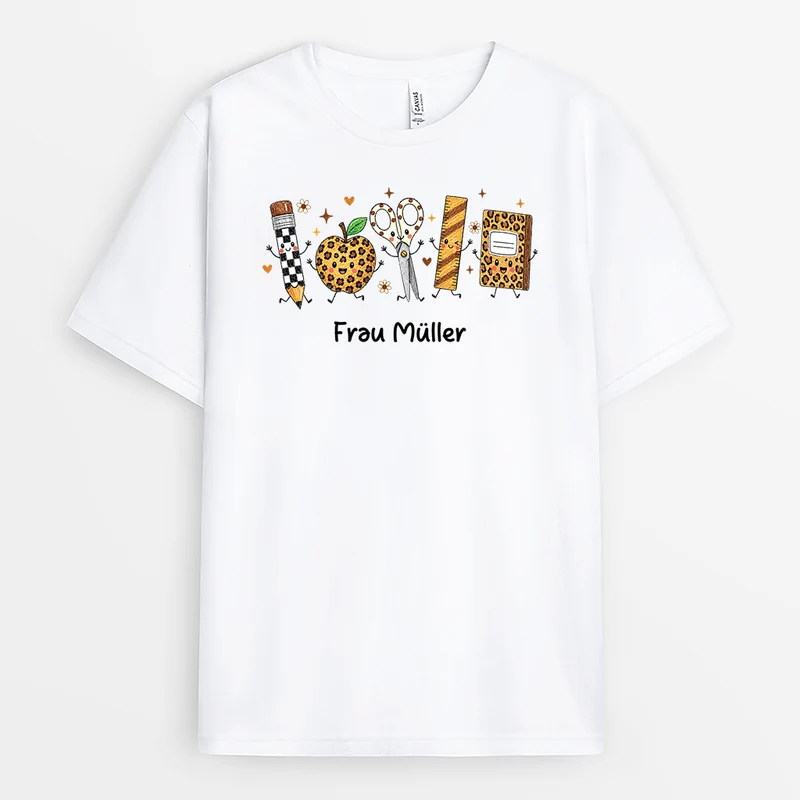 Utensilien + Name - Personalisiertes Geschenk | Lehrer T Shirt
