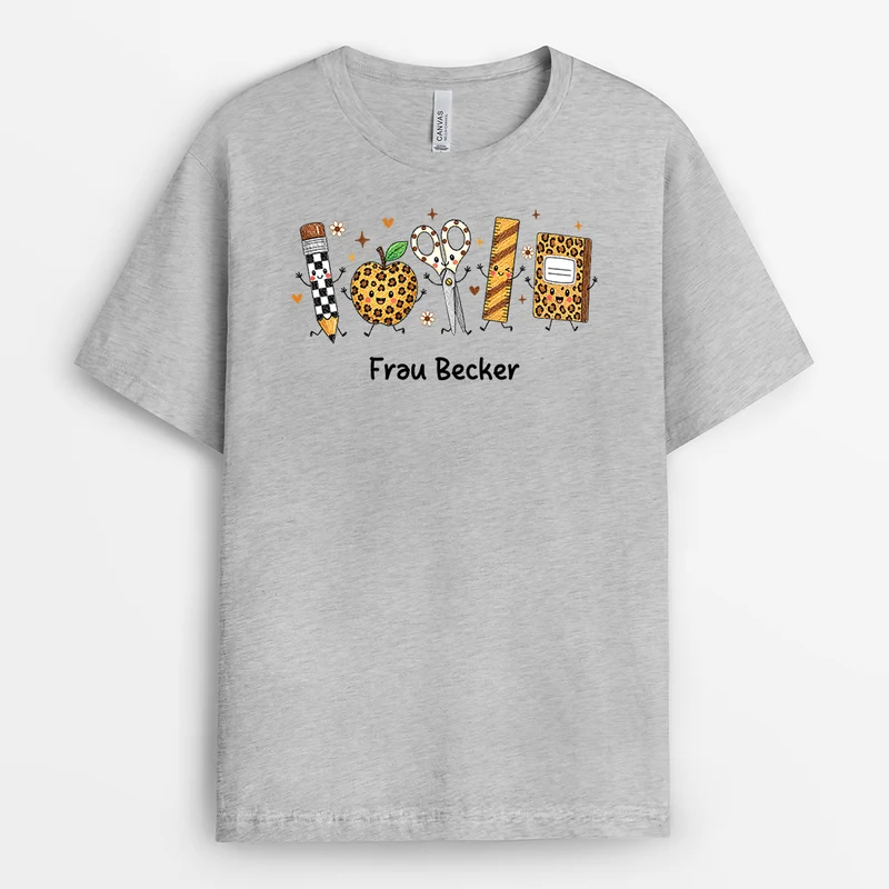 Utensilien + Name - Personalisiertes Geschenk | Lehrer T Shirt