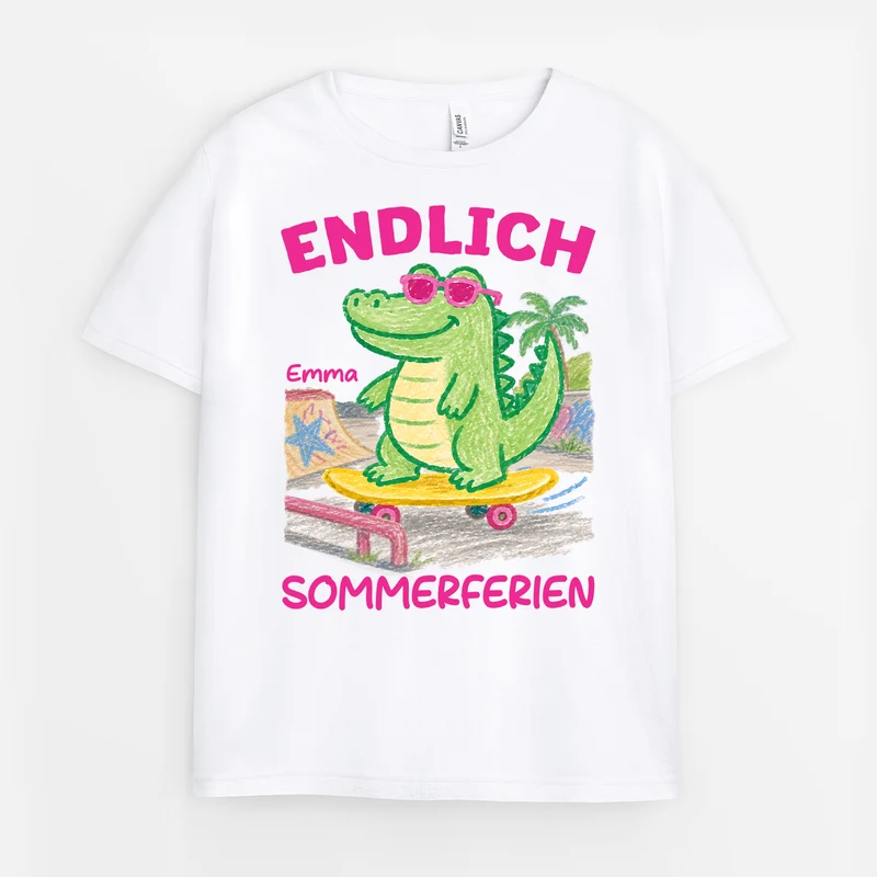 Endlich Sommerferien - Personalisiertes Geschenk | T Shirts Kinder Krokodile