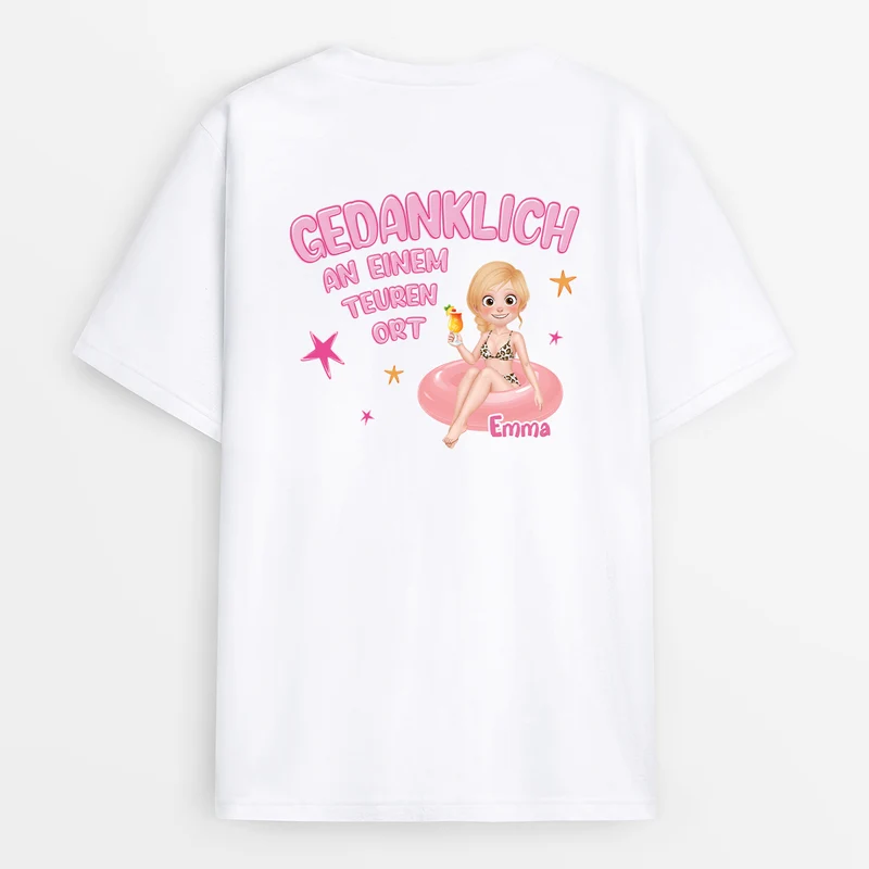 Gedanklich An Einem Teuren Ort - Personalisiertes Geschenk | T-Shirts Mit Rückenprint Damen Sommer