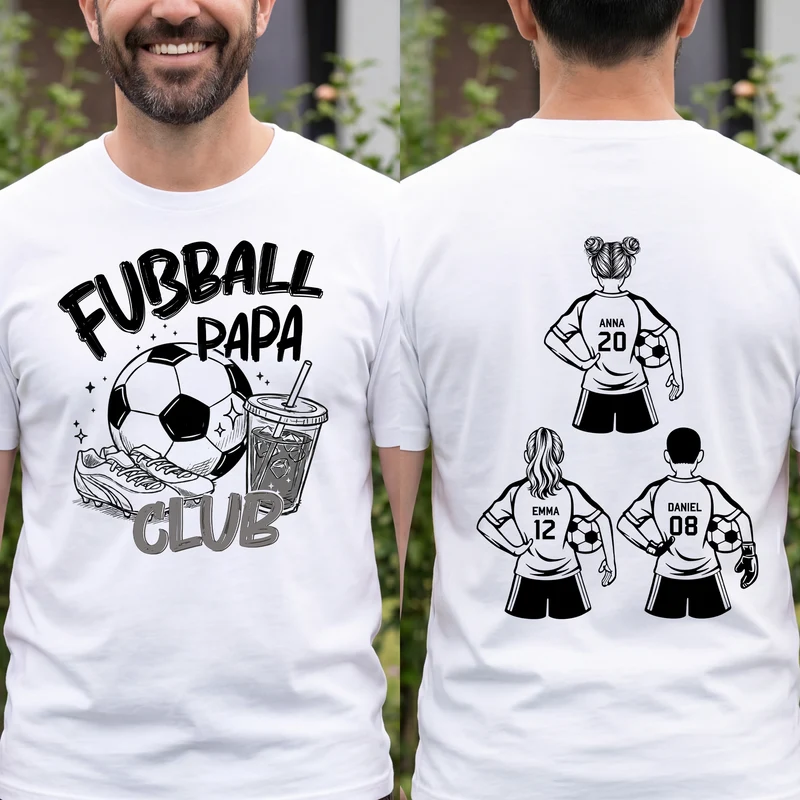 Fußball-Mama-Club - Personalisiertes Geschenk | T Shirt Bedrucken Beidseitig Mama Papa