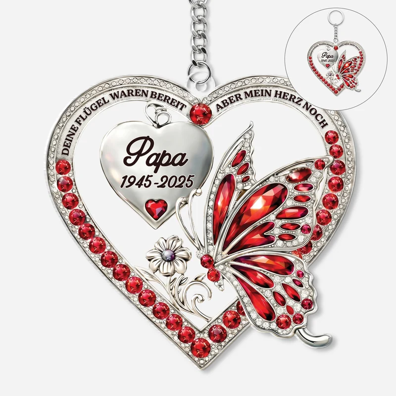 [3D-Optik] Deine Flügel Waren Bereit Aber Mein Herz Noch Nicht - Personalisierte Trauergeschenke | Acryl Schlüsselanhänger Papa Mama