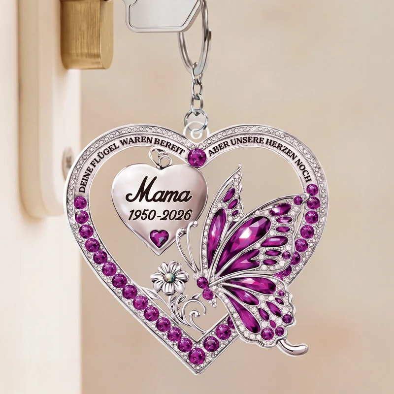 [3D-Optik] Deine Flügel Waren Bereit Aber Mein Herz Noch Nicht - Personalisierte Trauergeschenke | Acryl Schlüsselanhänger Papa Mama
