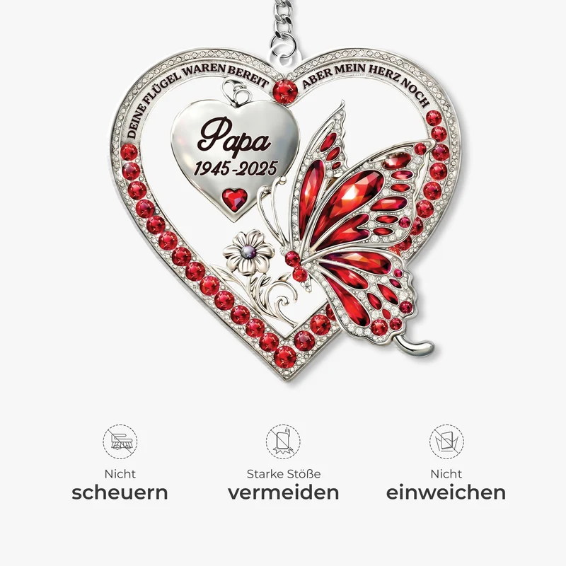 [3D-Optik] Deine Flügel Waren Bereit Aber Mein Herz Noch Nicht - Personalisierte Trauergeschenke | Acryl Schlüsselanhänger Papa Mama