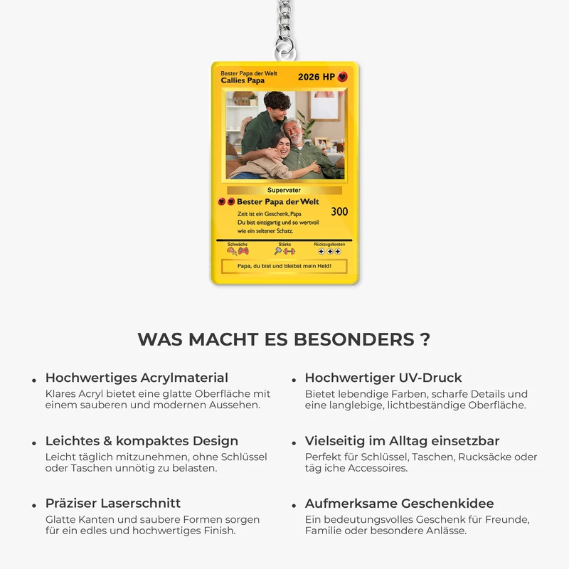 Bester Papa Der Welt - Personalisierte Geschenke Foto | Acryl Schlüsselanhänger Papa Mama