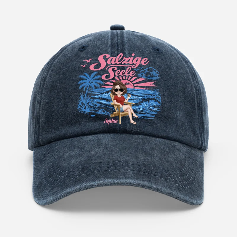 Salzige Seele - Personalisiertes Geschenk | Washed Cap Sommerurlaub