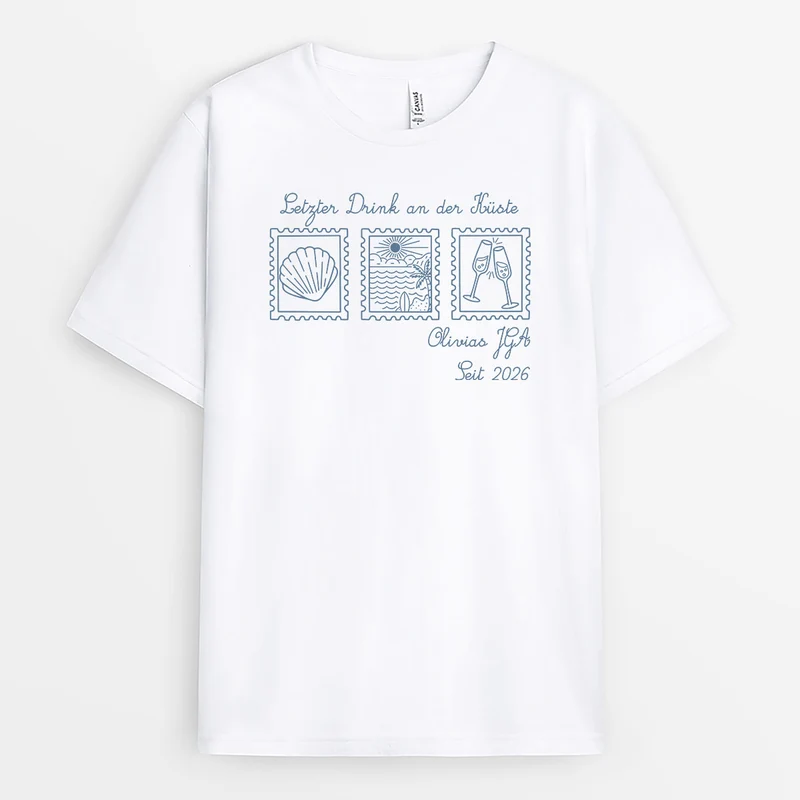 Letzter Drink An Der Küste - Personalisierte Geschenke Paar | T Shirt JGA Verlobung Hochzeit