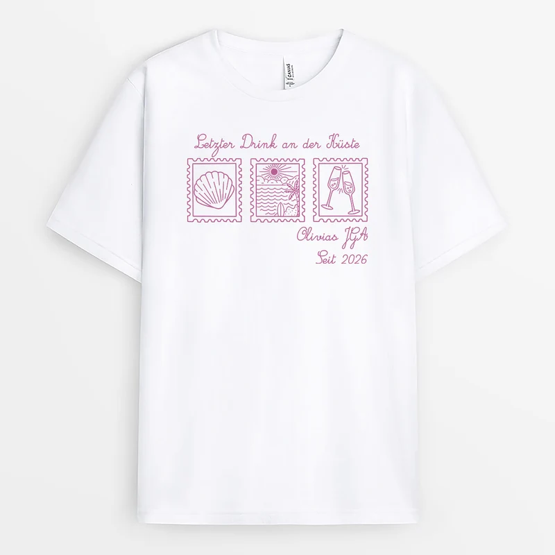 Letzter Drink An Der Küste - Personalisierte Geschenke Paar | T Shirt JGA Verlobung Hochzeit