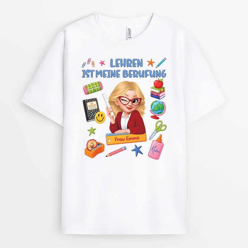 Lehren Ist Meine Berufung - Personalisiertes Geschenk Lehrer | Cartoon T Shirt