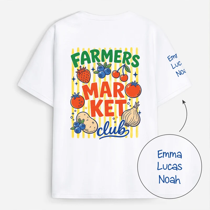 Farmers Market Club - Personalisiertes Geschenk Garten | T-Shirt Mit Rücken- Und Ärmelprint Damen Herren