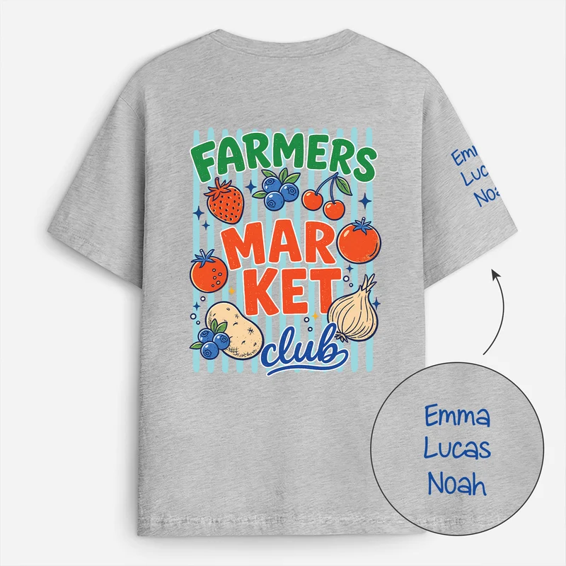 Farmers Market Club - Personalisiertes Geschenk Garten | T-Shirt Mit Rücken- Und Ärmelprint Damen Herren