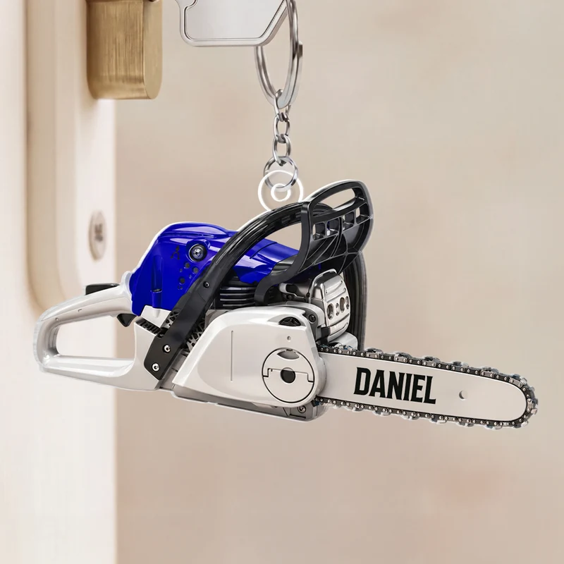 [3D-Optik] Holzfäller Kreissäge - Personalisierte Geschenke Für Männer | Acryl Schlüsselanhänger