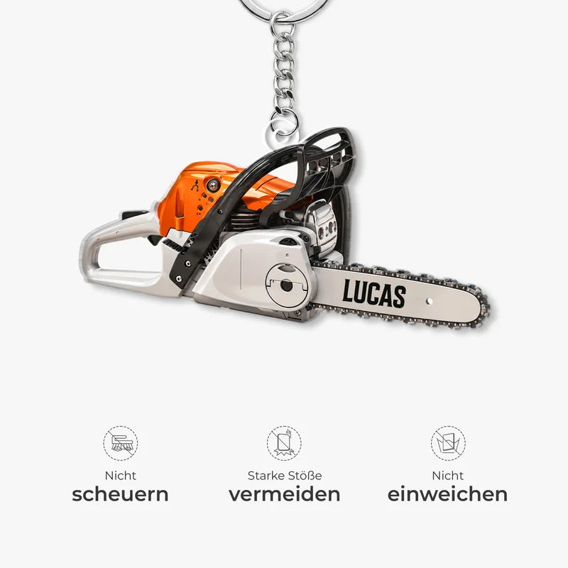 [3D-Optik] Holzfäller Kreissäge - Personalisierte Geschenke Für Männer | Acryl Schlüsselanhänger