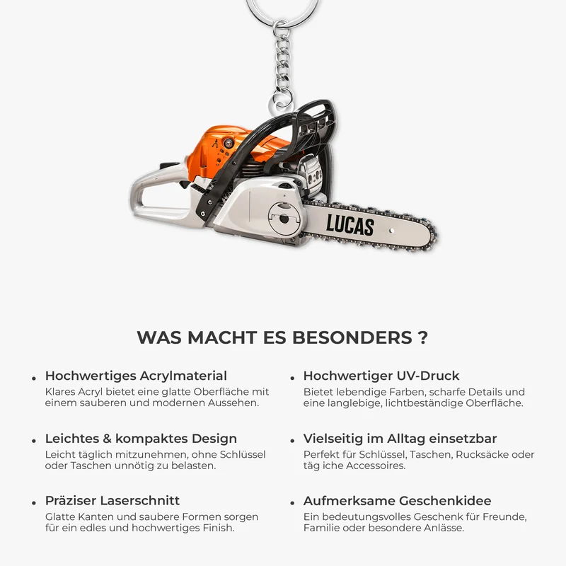 [3D-Optik] Holzfäller Kreissäge - Personalisierte Geschenke Für Männer | Acryl Schlüsselanhänger