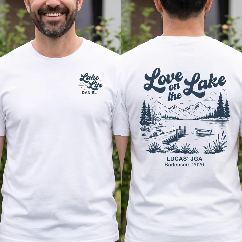 JGA Shirts Frauen Männer - Personalisierte Hochzeitsgeschenke | T Shirt Bedrucken Beidseitig Freunde Paar