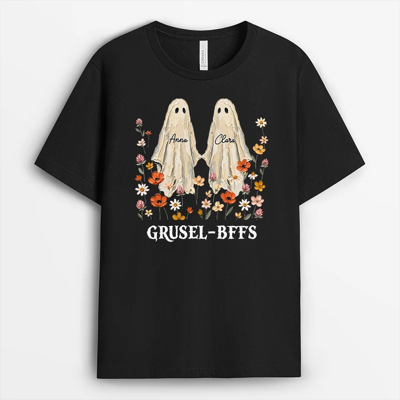 [3D-Optik] Spooky Cutie Halloween - Personalisiertes Geschenk | T Shirt Freundin Impasto-Stil