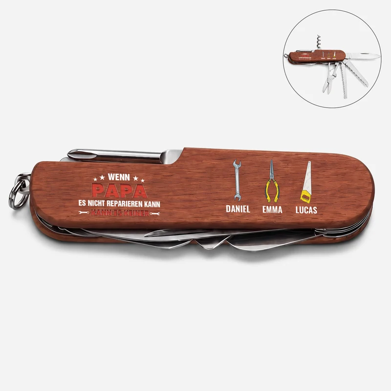 Du Bist Die Ganze Welt - Personalisiertes Geschenk | Multitool Messer Papa Opa