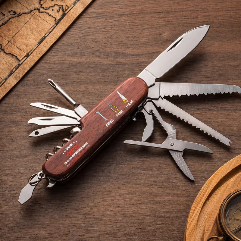 Du Bist Die Ganze Welt - Personalisiertes Geschenk | Multitool Messer Papa Opa