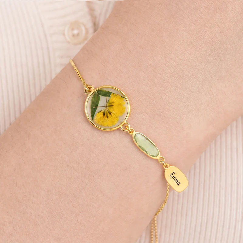 Geburtstein Geburtsblume - Personalisiertes Geschenk | Armband Für Männer Frauen
