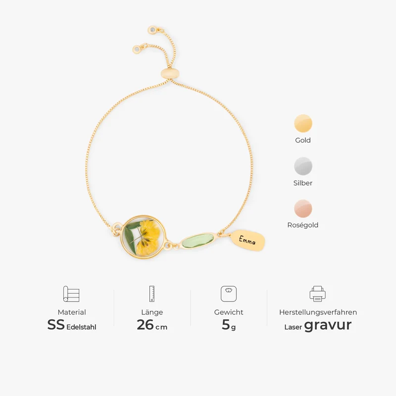 Geburtstein Geburtsblume - Personalisiertes Geschenk | Armband Für Männer Frauen