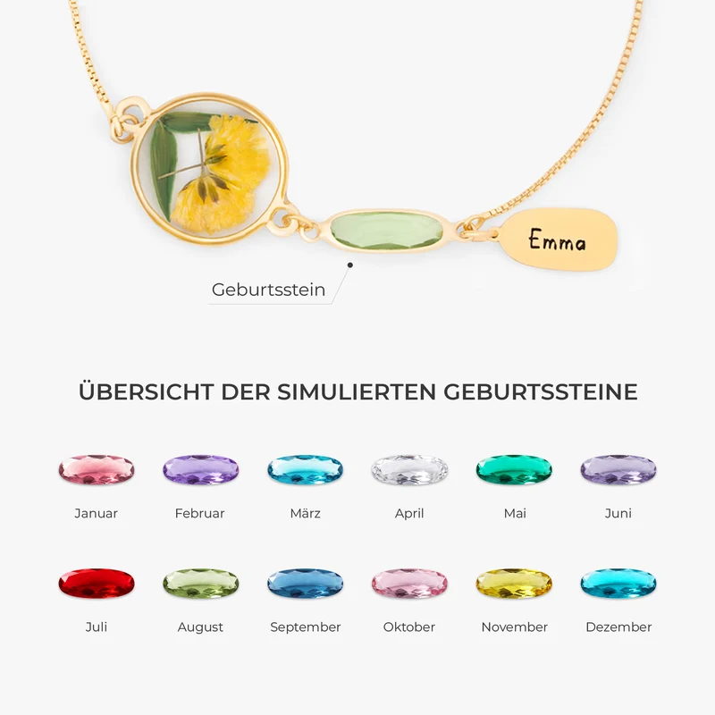 Geburtstein Geburtsblume - Personalisiertes Geschenk | Armband Für Männer Frauen