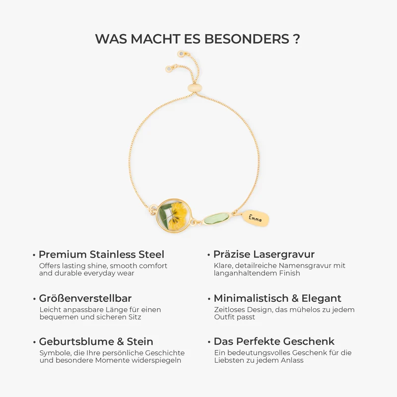 Geburtstein Geburtsblume - Personalisiertes Geschenk | Armband Für Männer Frauen