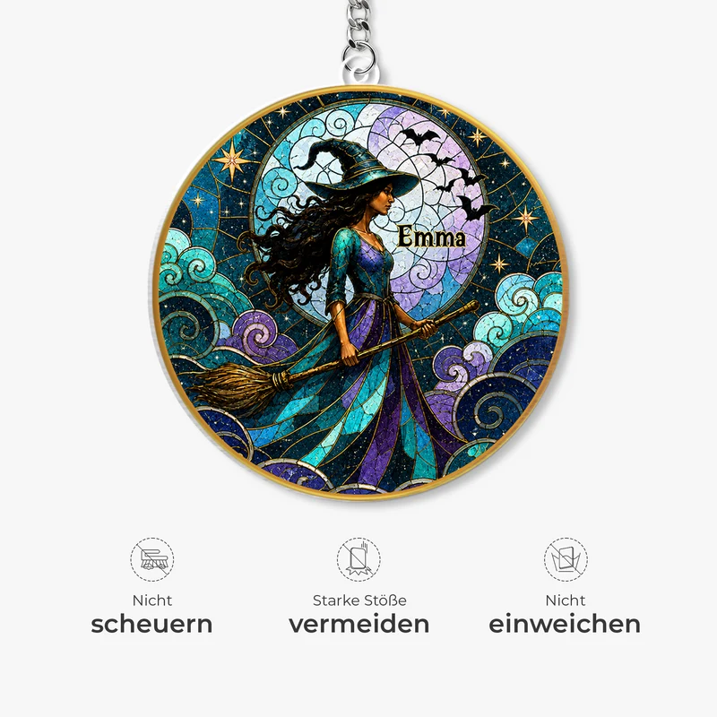 [3D-Optik] Hexe Frau - Personalisiertes Geschenk | Acryl Schlüsselanhänger Halloween Gothic