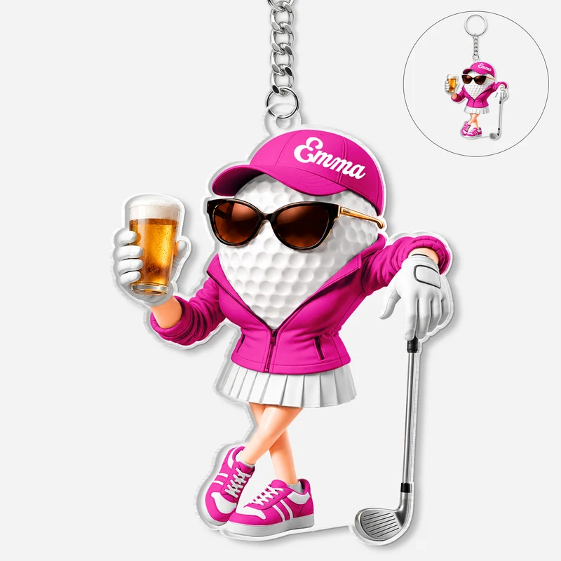 [3D-Optik] Golf - Personalisierte Geschenke Frauen | Acryl Schlüsselanhänger