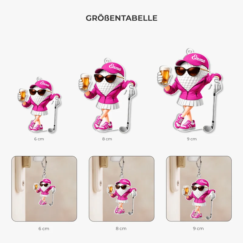 [3D-Optik] Golf - Personalisierte Geschenke Frauen | Acryl Schlüsselanhänger
