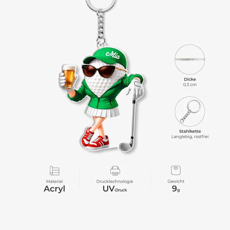 [3D-Optik] Golf - Personalisierte Geschenke Frauen | Acryl Schlüsselanhänger