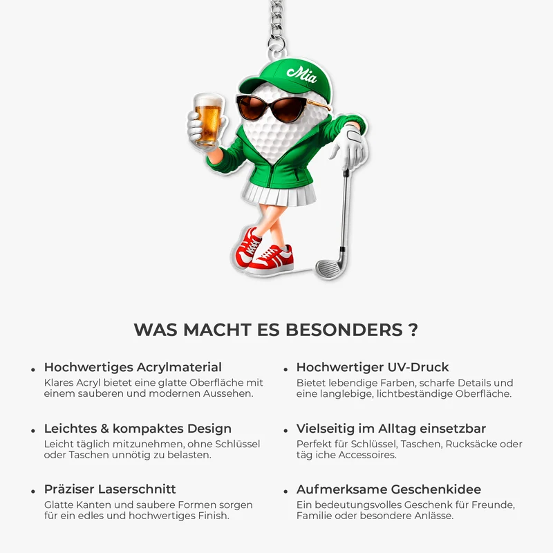 [3D-Optik] Golf - Personalisierte Geschenke Frauen | Acryl Schlüsselanhänger