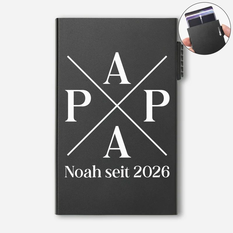 Papa Opa Seit - Personalisiertes Geschenk | Aluminium Kreditkartenetui