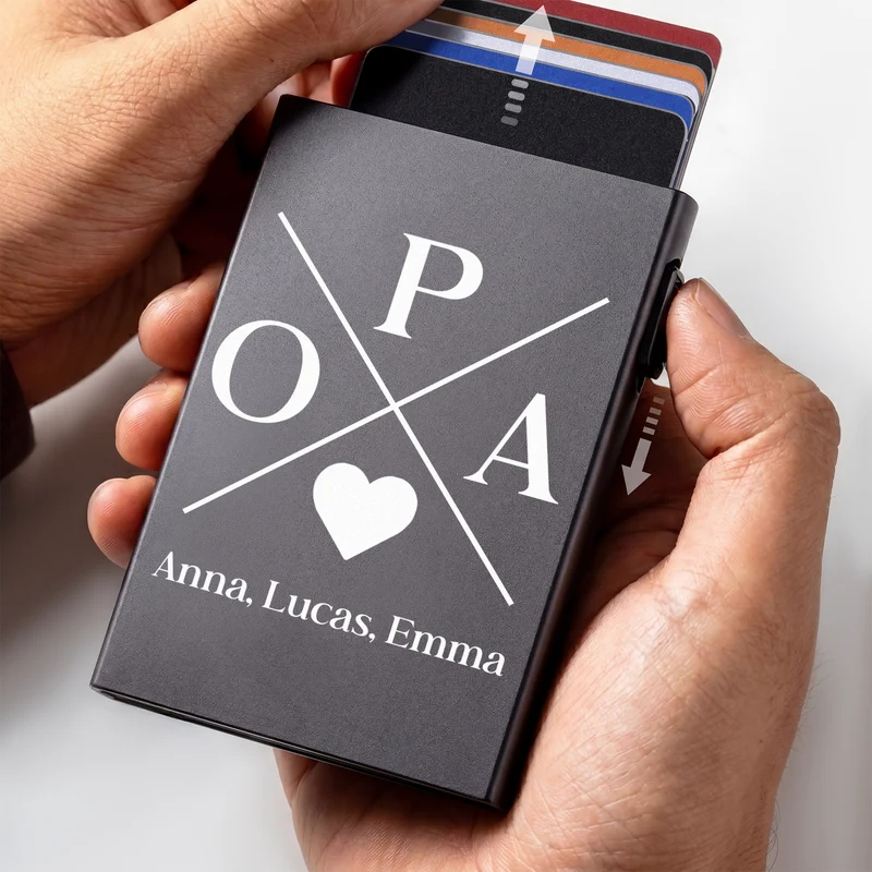 Papa Opa Seit - Personalisiertes Geschenk | Aluminium Kreditkartenetui