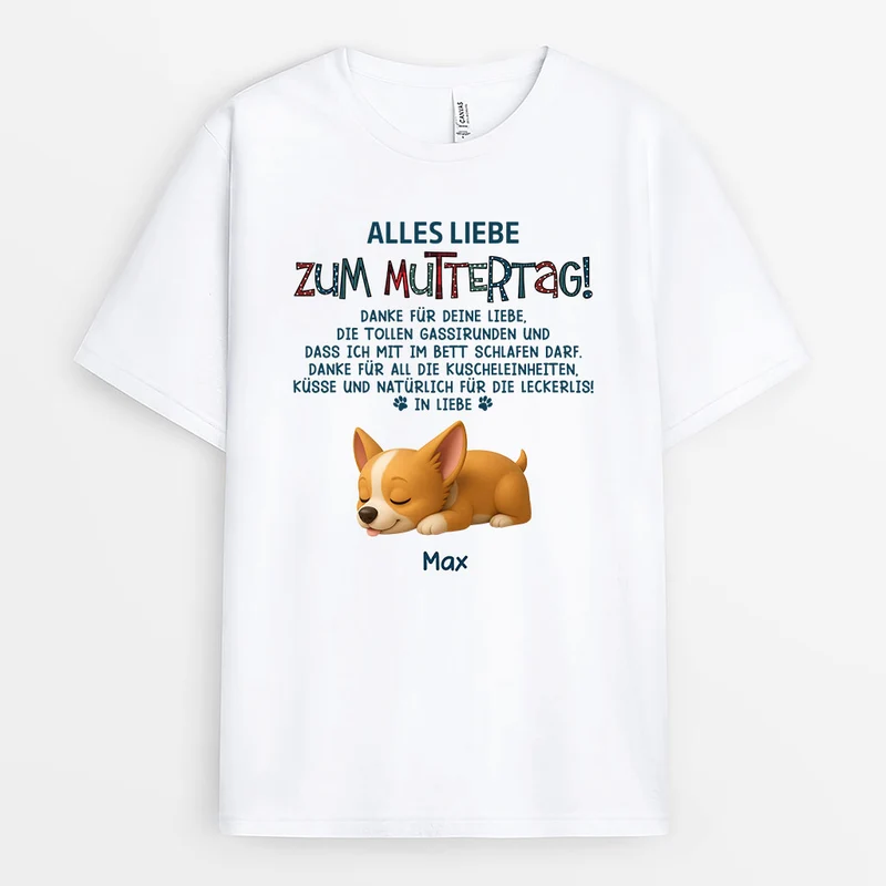 Danke Für All Die Kuscheleinheiten Küsse & Natürlich Für Die Leckerlis Muttertag Vatertag - Personalisiertes Hunde Geschenk | T Shirt