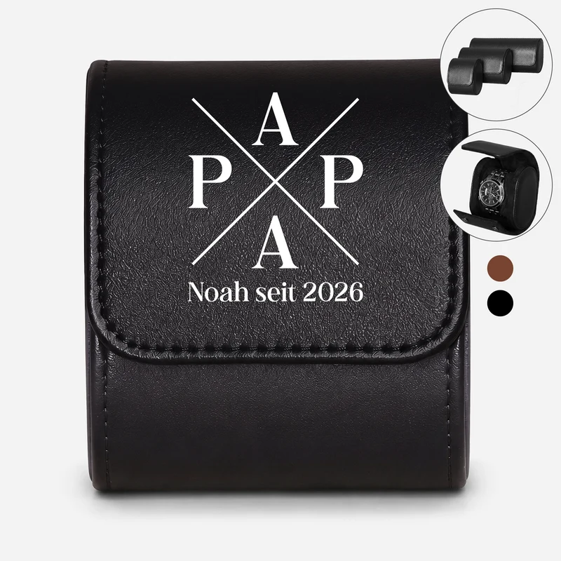 Papa Opa Seit - Personalisiertes Geschenk | Uhrenetui Leder
