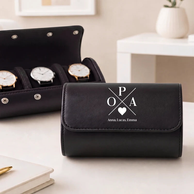 Papa Opa Seit - Personalisiertes Geschenk | Uhrenetui Leder