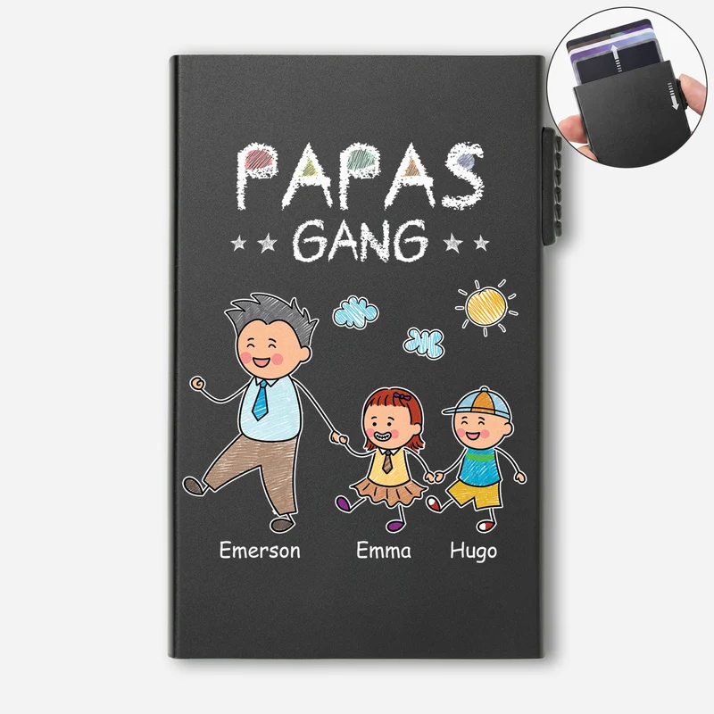 Papas Gang Buntstifte - Personalisiertes Geschenk | Aluminium Kreditkartenetui Papa Opa